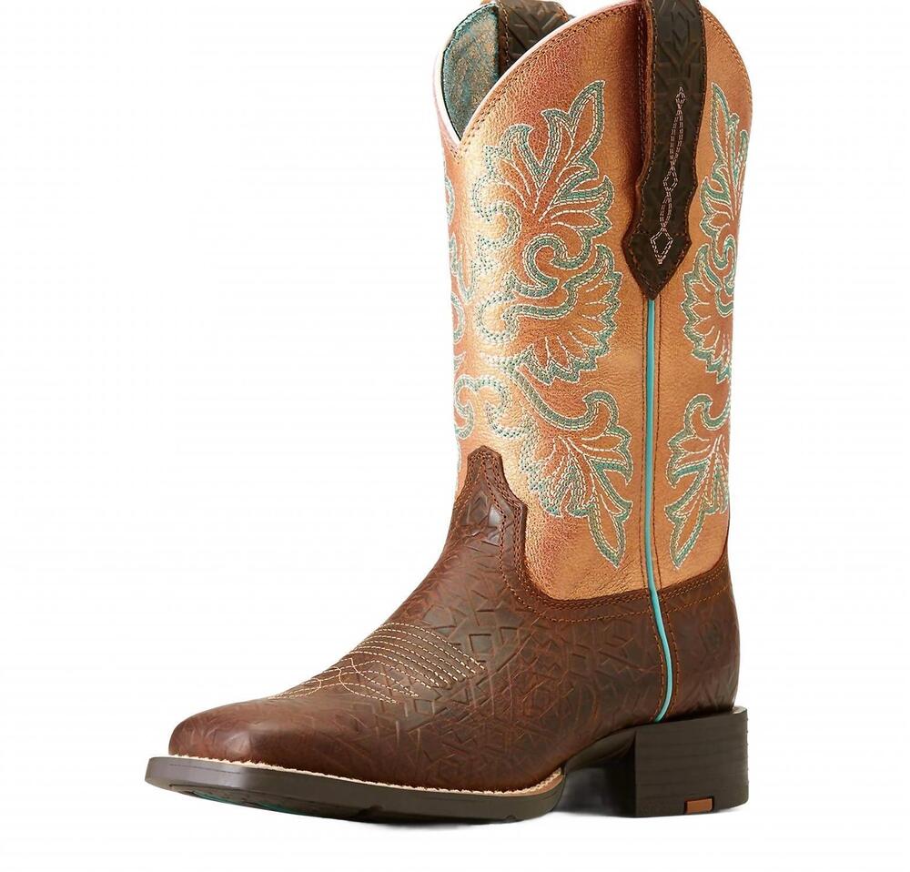 NEW ARIAT women's round up western boots in toasted blanket emboss copper glow